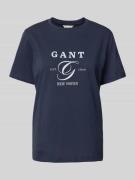 Gant T-Shirt mit Label-Print in Marine, Größe S