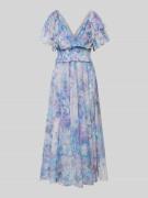 LACE & BEADS Knielanges Cocktailkleid mit V-Ausschnitt in Blau, Größe ...