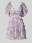 LACE & BEADS Cocktailkleid mit Volants in Flieder, Größe M