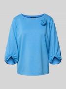 More & More Sweatshirt mit Lochstickerei in Blau, Größe 34