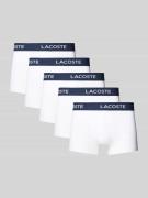 Lacoste Trunks mit elastischem Logo-Bund im 5er-Pack in Weiss, Größe L