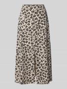 FREE/QUENT Midirock aus Viskose-Leinen-Mix mit Gehschlitz in Beige, Gr...