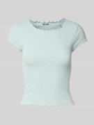 Review T-Shirt mit Muschelsaum in Bleu, Größe L