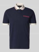 Napapijri Slim Fit Poloshirt mit Label-Print in Marine, Größe M