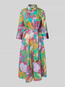 Christian Berg Woman Hemdblusenkleid mit Bindegürtel in Tuerkis, Größe...