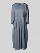 MORE Tailliertes Midikleid mit Leinen-Anteil in Jeansblau, Größe 42