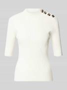 Ted Baker Strickshirt mit Zierknöpfen und 1/2-Arm in Offwhite, Größe 3...