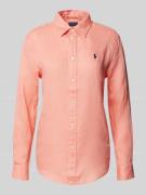 Polo Ralph Lauren Leinenbluse mit Label-Stitching in Lachs, Größe S