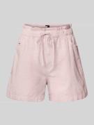 Tommy Jeans Regular Fit Paperbag-Shorts aus Baumwoll-Leinen-Mix in Hel...
