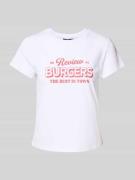 Review T-Shirt mit Label-Print in Weiss, Größe L