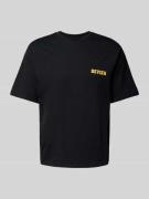 REVIEW Regular Fit T-Shirt aus Baumwoll-Viskose-Mix in Black, Größe L
