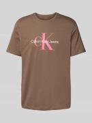 Calvin Klein Jeans T-Shirt mit Label-Print Modell 'HERO' in Hellbraun,...