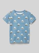 Name It T-Shirt mit geripptem Rundhalsausschnitt Modell 'FILLE' in Ble...