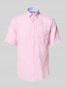 Fynch-Hatton Regular Fit Freizeithemd aus Leinen-Baumwoll-Mix in Rosa,...