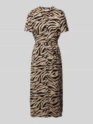 Apricot Midikleid mit Bindegürtel in Black, Größe S