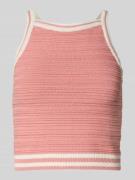 Review Crop Stricktop mit Rundhalsausschnitt in Rosa, Größe L