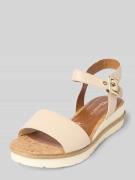 Tamaris Sandalette aus Leder mit Keilabsatz in Sand, Größe 36