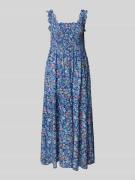 Apricot Midikleid aus Viskose mit Smok-Details in Blau Melange, Größe ...