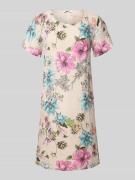 ZABAIONE Knielanges Leinenkleid mit Rundhalsausschnitt in Beige, Größe...