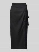 Mango Regular Fit Midirock aus reinem Leinen in Black, Größe M