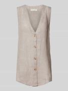 Christian Berg Woman Blusentop aus Leinen mit Knopfleiste in Beige, Gr...
