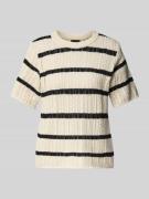Pieces Regular Fit Strick-T-Shirt aus reiner Baumwolle in Beige, Größe...