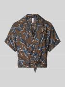 Mango Regular Fit Bluse mit Saum zum Binden Modell 'LIFE' in Dunkelbra...