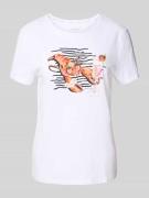 Marc Cain T-Shirt mit Motiv-Print in Weiss, Größe 44