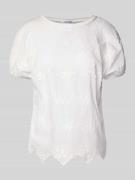 ZABAIONE Blusenshirt mit geripptem Rundhalsausschnitt in Offwhite, Grö...