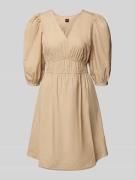 BOSS Orange Knielanges Kleid mit Puffärmeln Modell 'Dezzan' in Sand, G...