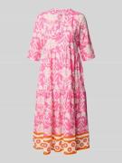 Emily Van den Bergh Midikleid mit Tunikakragen in Pink, Größe 42