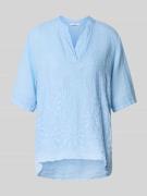 ZABAIONE Loose Fit Blusenshirt aus reinem Leinen in Blau Melange, Größ...