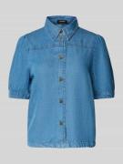 More & More Regular Fit Jeansbluse mit 1/2-Arm in Blau, Größe 46