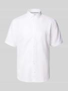 Jake*s Slim Fit Leinenhemd mit Knopfleiste in Weiss, Größe XL