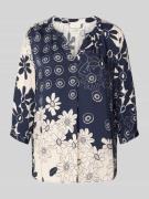 Milano Italy Bluse aus reiner Viskose mit Tunikakragen in Marine, Größ...