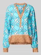 Emily Van den Bergh Blusenshirt mit V-Ausschnitt in Aqua, Größe 42