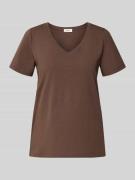 s.Oliver RED LABEL Regular Fit T-Shirt aus Baumwoll-Mix in Dunkelbraun...