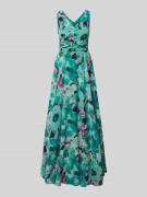 Vera Mont Abendkleid mit V-Ausschnitt in Dunkelblau, Größe 42