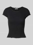 Review T-Shirt mit Muschelsaum in Black, Größe M