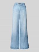 Marc Cain Flared Jeans aus reinem Leinen in Bleu Melange, Größe 42