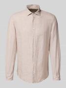 SEIDENSTICKER Slim Fit Business-Hemd aus Leinen mit Kentkragen in Sand...