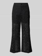 Liu Jo White Wide Leg Hose mit Lochstickerei in Black, Größe 34