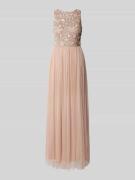 LACE & BEADS Tailliertes Cocktailkleid mit Paillettenbesatz in Hellros...