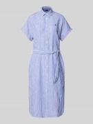 Polo Ralph Lauren Hemdblusenkleid aus Leinen mit Bindegürtel in Royal,...