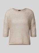 s.Oliver BLACK LABEL Cropped Strickshirt aus Baumwoll-Mix in Beige, Gr...