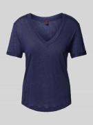 Stefanel Loose Fit T-Shirt aus reinem Leinen in Marine, Größe L