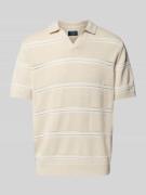 MCNEAL Relaxed Fit Poloshirt mit V-Ausschnitt in Sand, Größe L