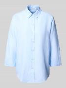 ETERNA Loose Fit Hemdbluse aus Baumwoll-Leinen-Mix in Blau, Größe 40