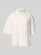 Jake*s Collection Hemdbluse mit Lochstickerei in Beige, Größe 34