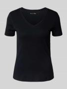 Christian Berg Woman T-Shirt mit geripptem V-Ausschnitt in Black, Größ...